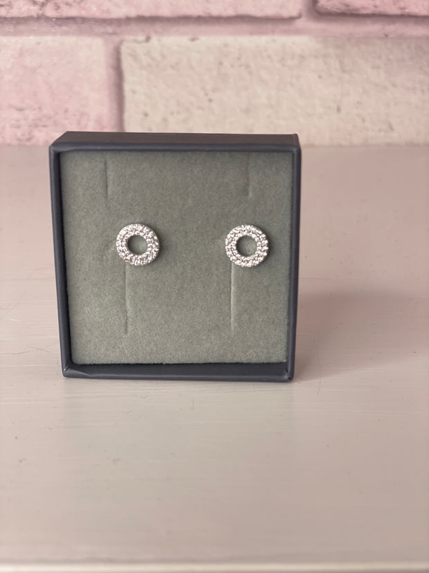 Silver Paveé Circle Earring