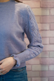 Lilac Textured Sleeve Frill Cuff Sweater